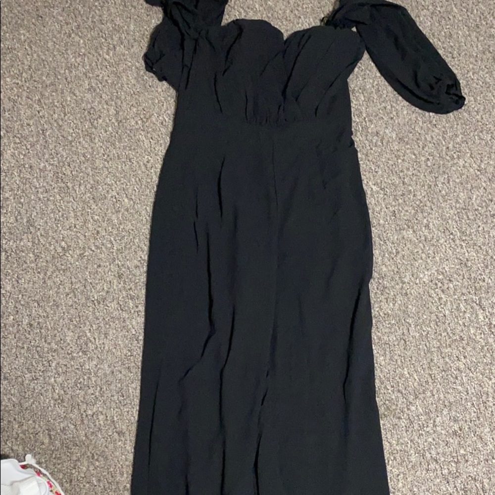 Black pant romper off the shoulder